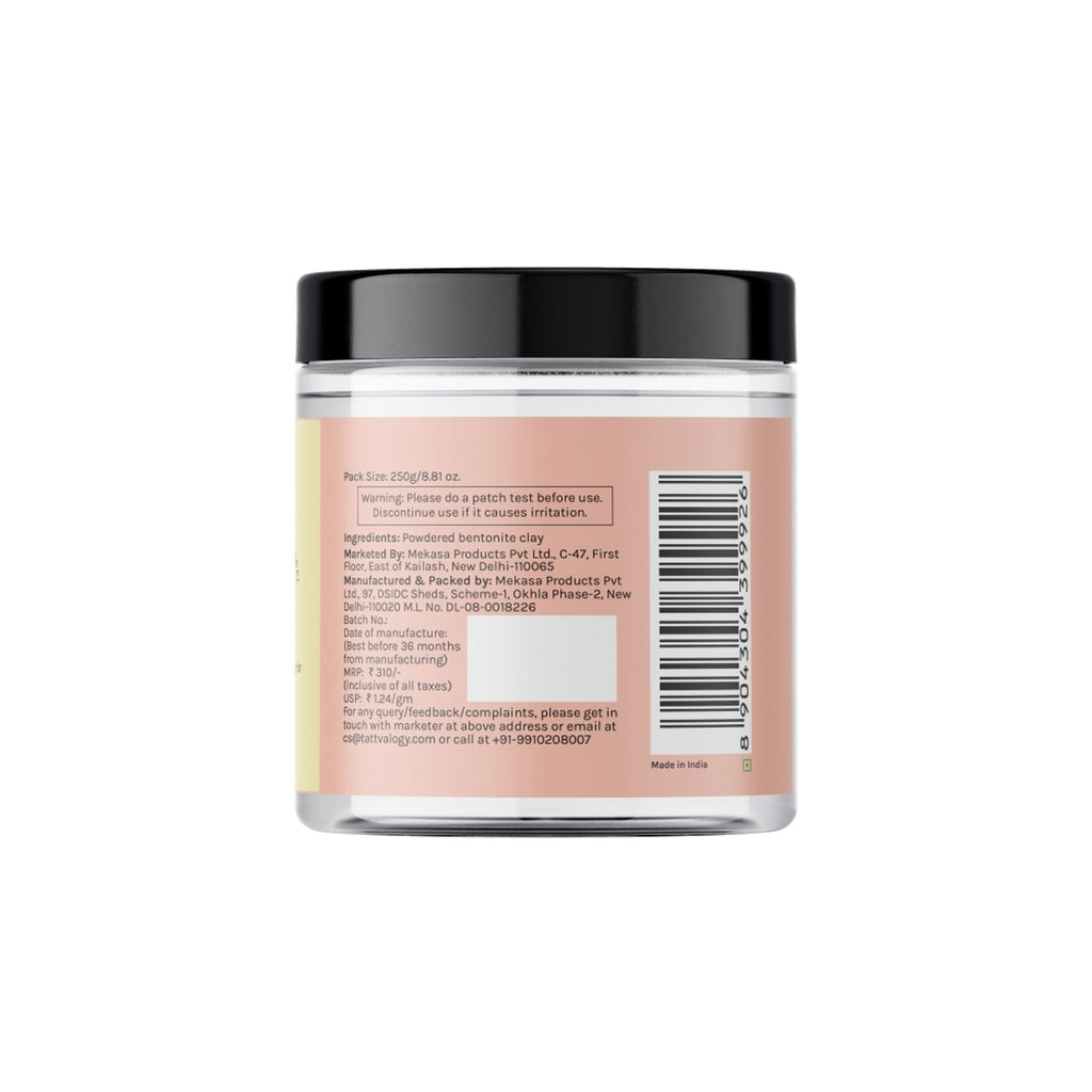 Tattvalogy Indian Bentonite Clay Powder - Detox Mask for Oily Skin, Acne and Deep Pore Cleansing - Distacart