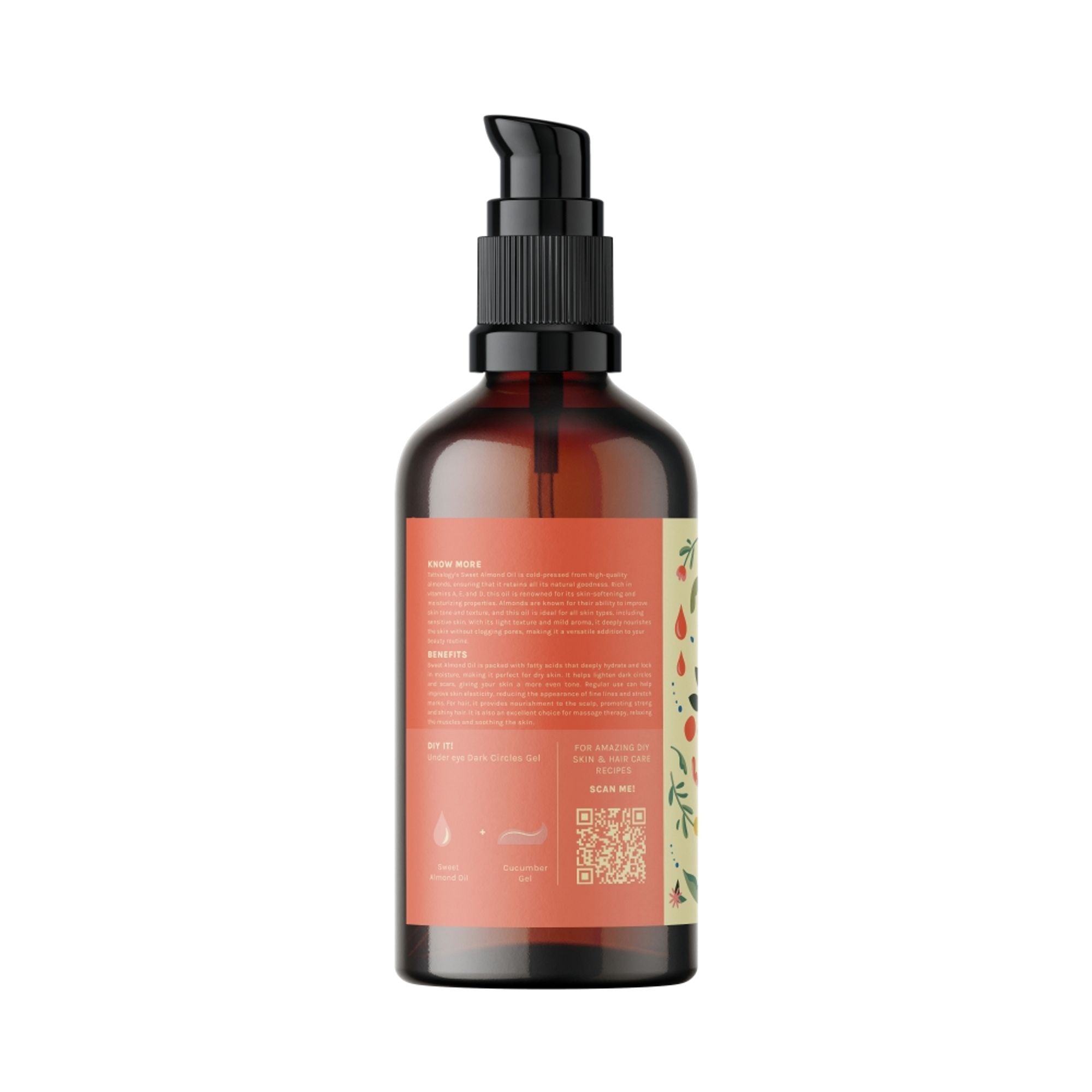 Tattvalogy Sweet Almond Oil - Nourishes Skin, Fades Dark Circles & Uneven Skin tone, Vitamin-E Rich - Distacart