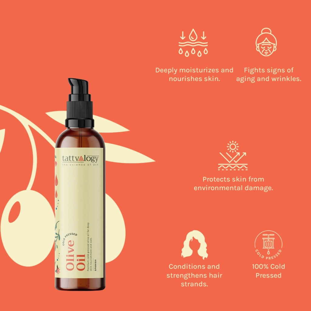 Tattvalogy Hexane -Free Olive Oil -Deeply Nourishing for Healthy Hair & Glowing Skin, all Naturally - Distacart