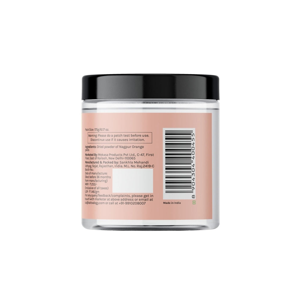 Tattvalogy Orange Peel Powder -Nagpur Oranges, Vitamin-C Rich, Brightens Skin & Reduces Pigmentation - Distacart