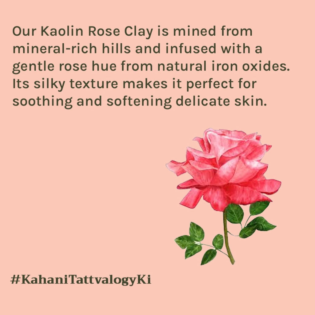 Tattvalogy Rose Clay -Pink Kaolin Clay, Detoxifies, Absorb Excess Oil & Improves Skin Tone & Texture