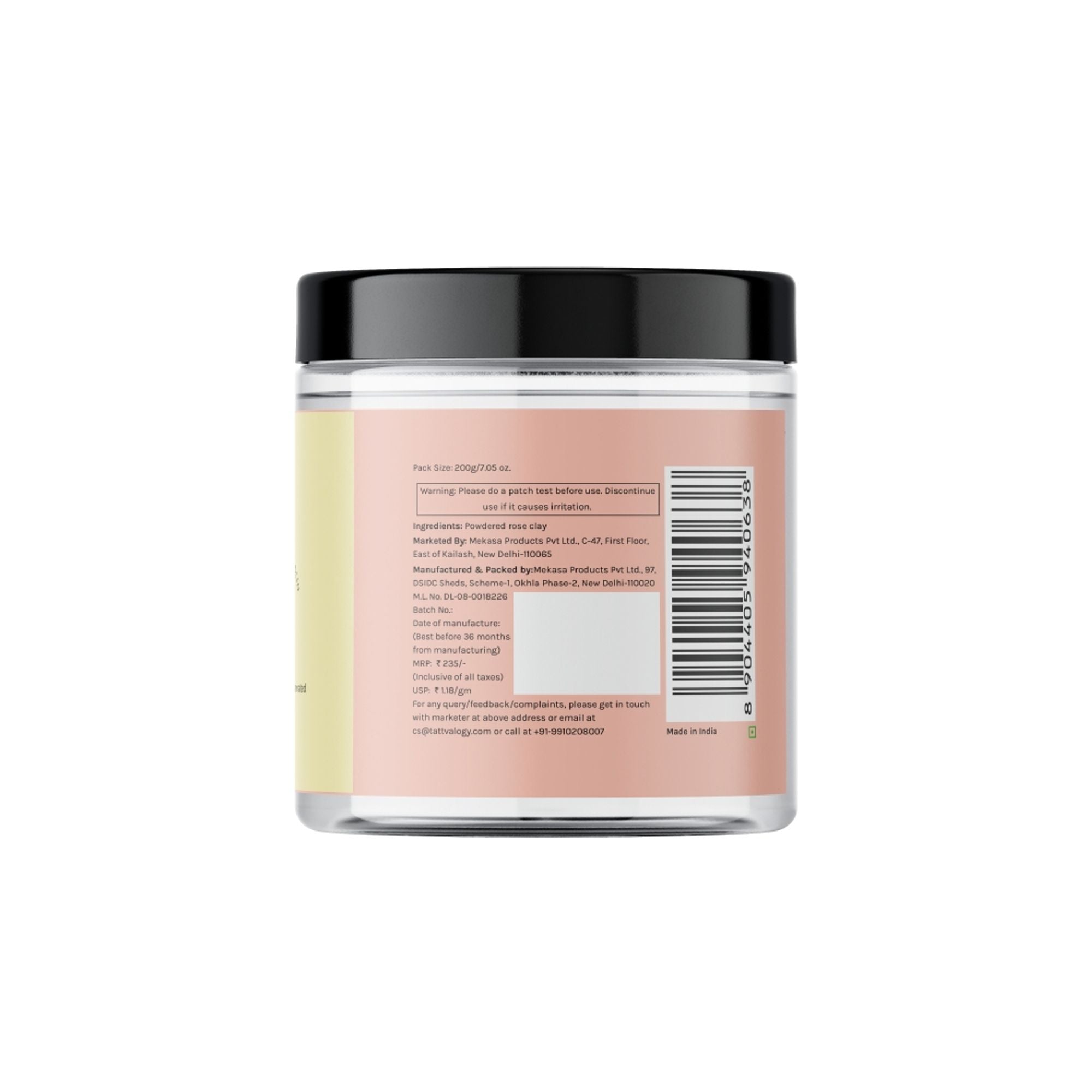 Tattvalogy Rose Clay -Pink Kaolin Clay, Detoxifies, Absorb Excess Oil & Improves Skin Tone & Texture