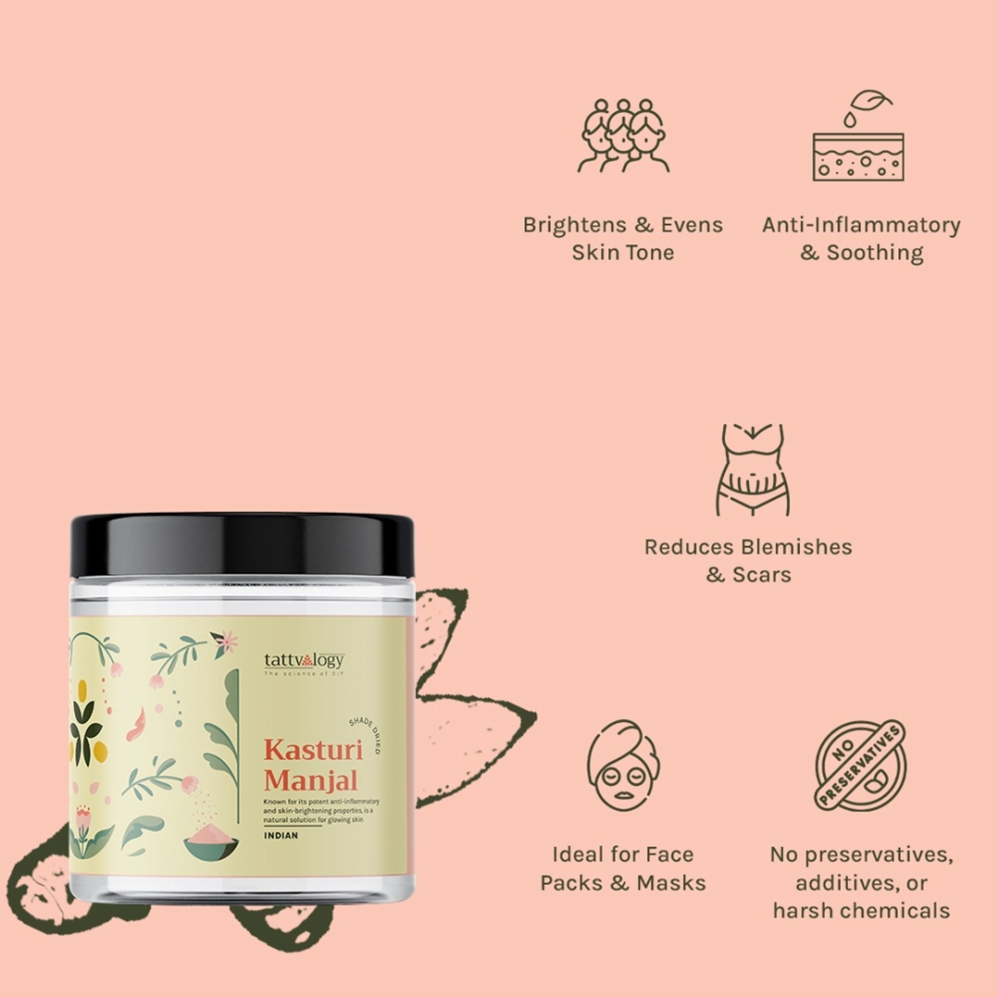 Tattvalogy Kasturi Manjal - Wild Turmeric Powder, Brightens Skin, Reduces Acne & Evens Skin Tone - Distacart