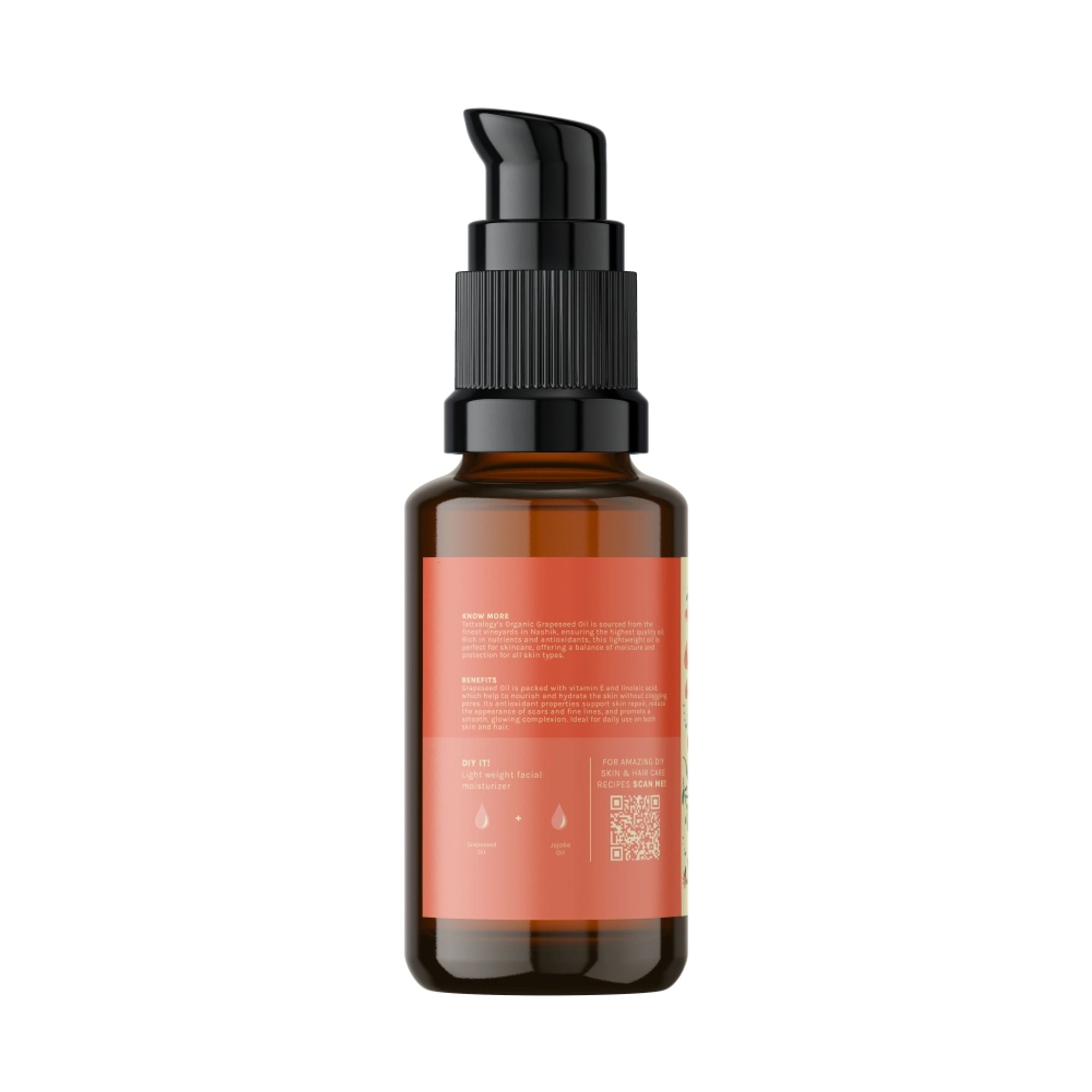 Tattvalogy Organic Grapeseed Oil - Cold Press, Reduces Fine Lines, Boosts Collagen, Evens Skin Tone - Distacart