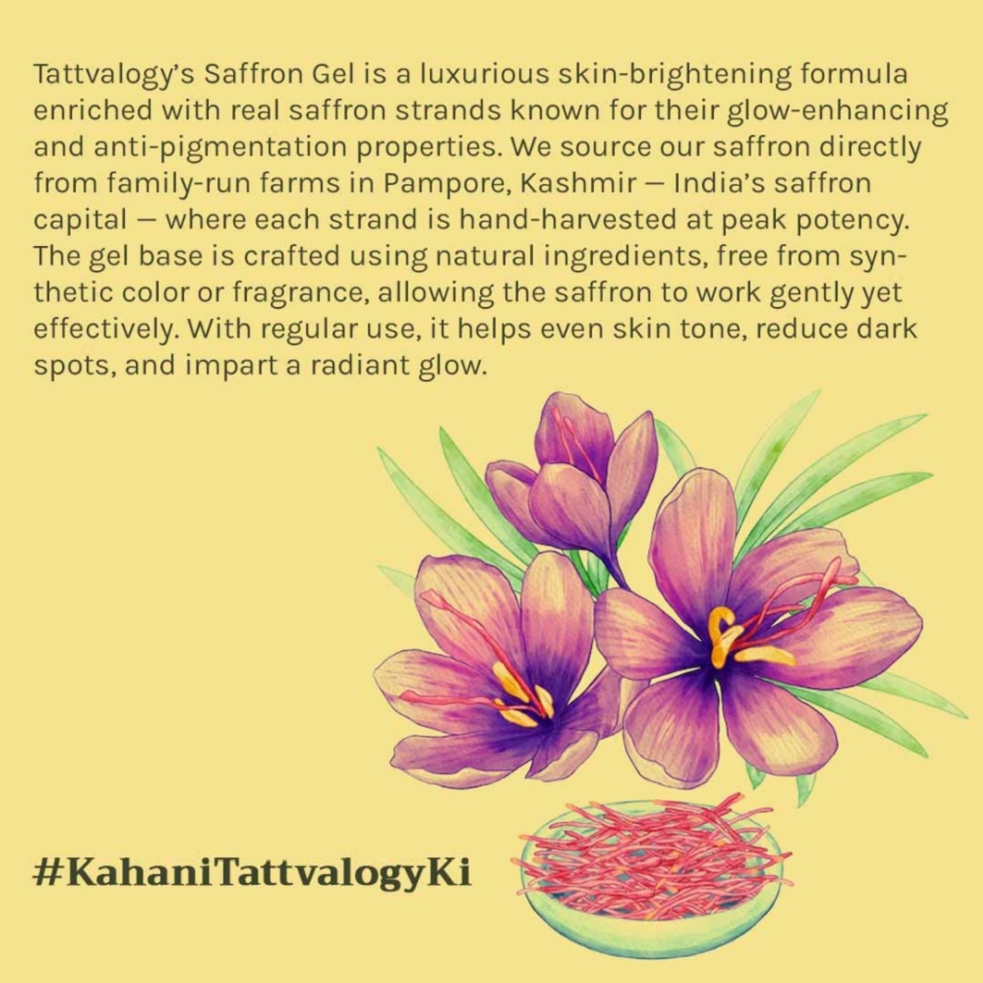 Tattvalogy Luxurious Saffron Gel - Pure Saffron, Brightens Skin, Reduces Pigmentation & Adds Glow