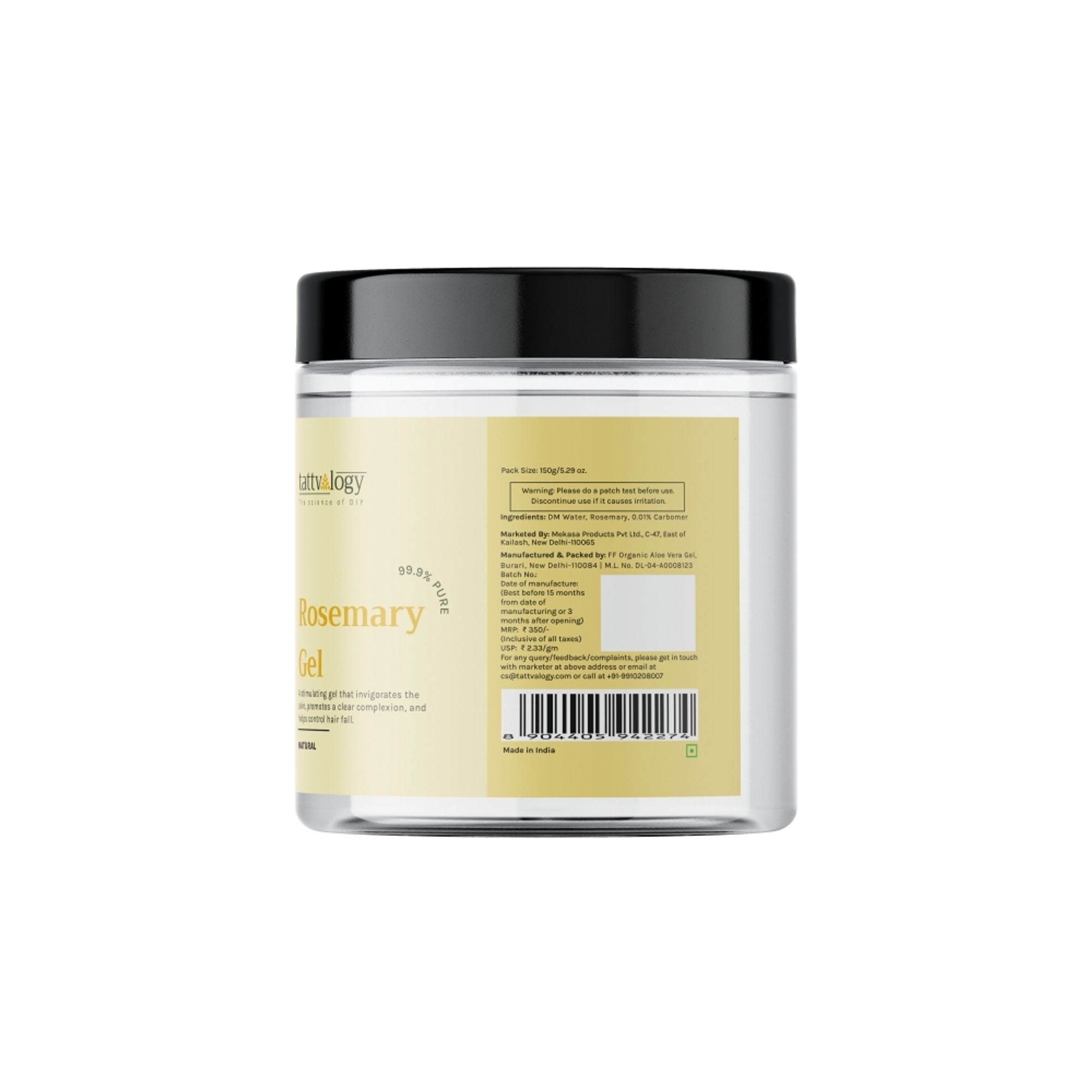 Tattvalogy Pure Rosemary Gel -Soothes Skin, Reduces Acne, Pigmentation for Clear Radiant Complexion - Distacart