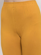 TAG 7 Women Pack Of 2 Mustard Yellow & Pink Solid Ankle-Length Leggings