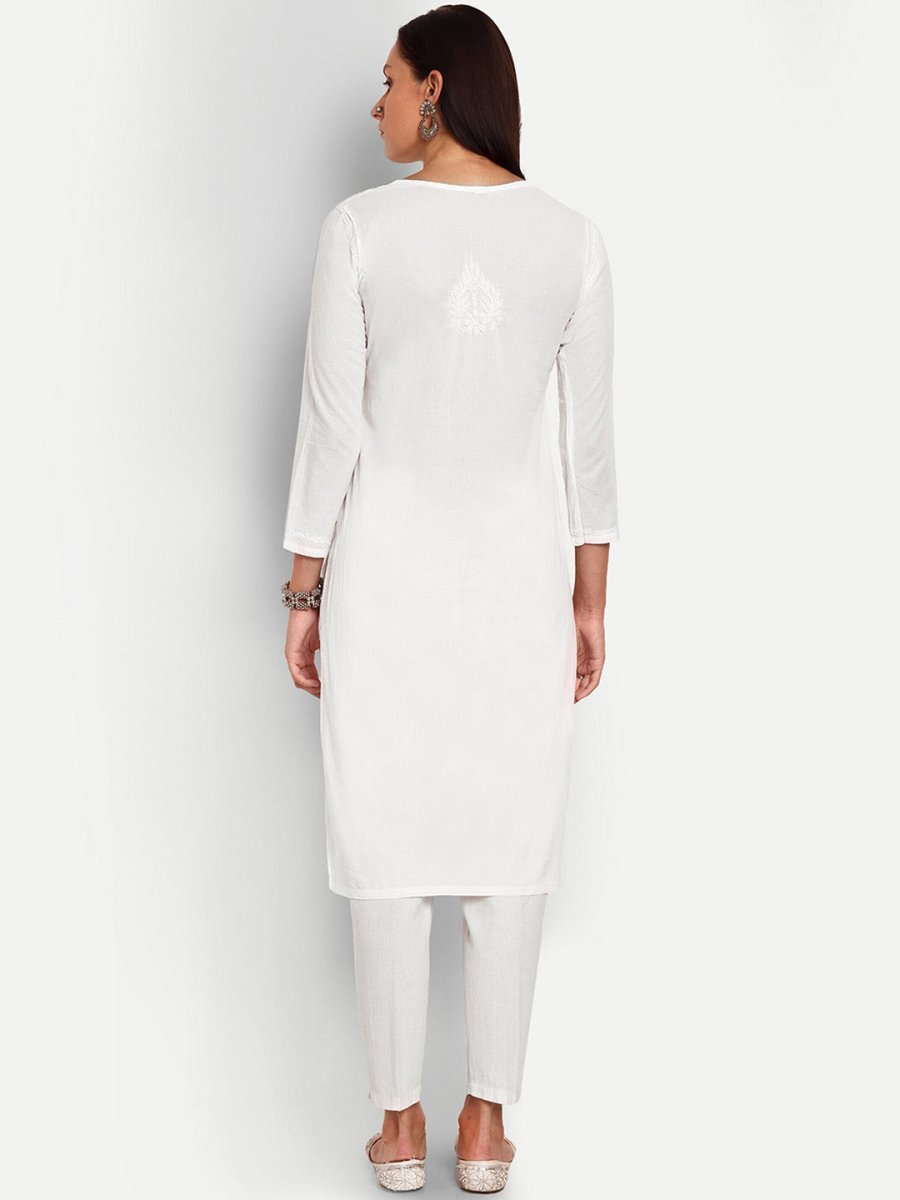 ADA Floral Embroidered Chikankari Kurta