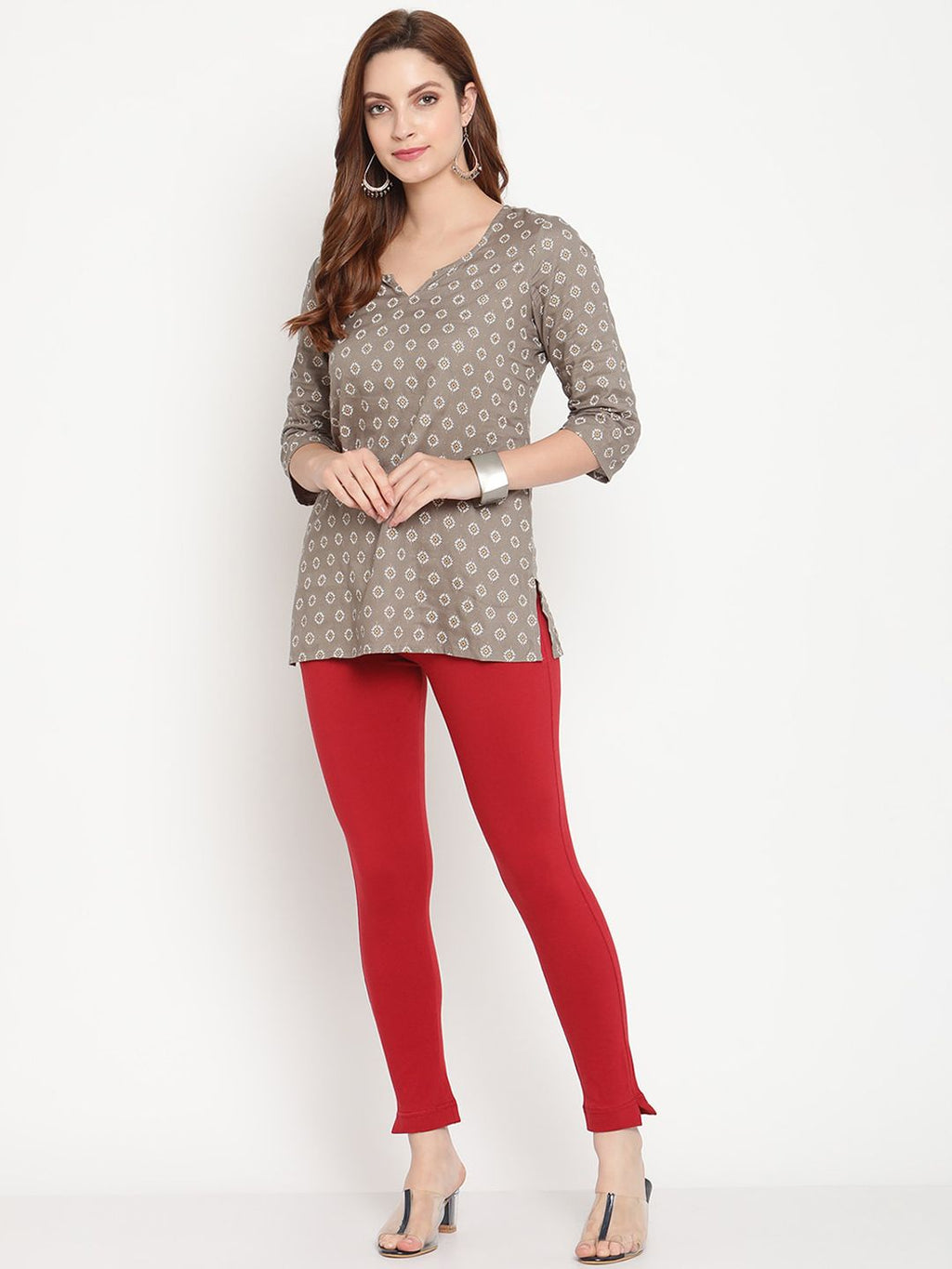 TAG 7 Women Pack of 2 Maroon & Brown Solid Kurti Pants