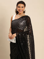 kasee Embellished Sequinned Pure Georgette Saree - Distacart