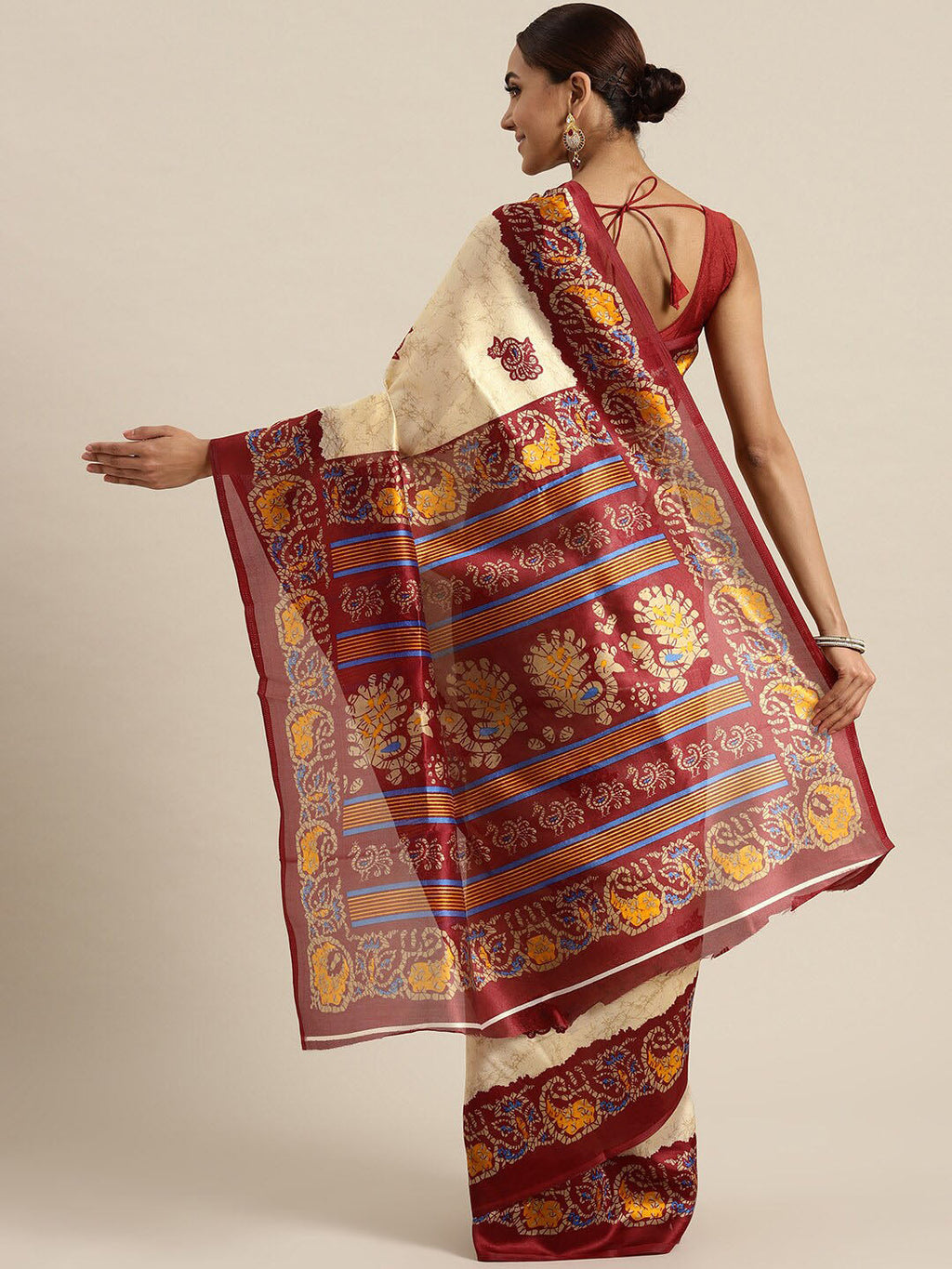 Saree Mall Ethnic Motifs Art Silk Ikat Sarees