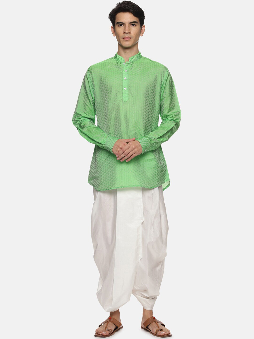 Sethukrishna Men Green Kurta with Dhoti Pants - Distacart