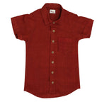 Mhyssa Yellow Dungaree With Round Neck Half Sleeves Maroon Shirt Set