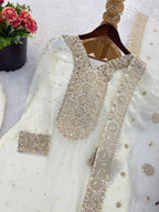 Teeya Creation White Color Fendy Silk Embroidery Work Wedding Wear Salwar Suit - Distacart