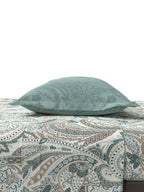 MYTRIDENT Green White Ethnic Motifs Cotton 144 TC Queen Bedsheet With 2 Pillow Covers - Distacart