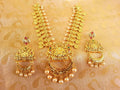 Multicolor Gold Plated Lakshmi Kasu Necklace Set
