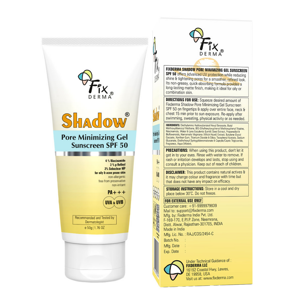 Fixderma Shadow Pore Minimizing Gel Sunscreen SPF 50 PA+++ UVA/UVB