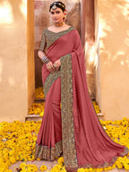 Saree Mall Zari Mauve & Purple Silk Blend Sarees