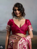 Shree Shyam Fashion Maroon Silk Blend Saree - Distacart