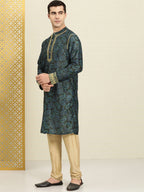 House of Pataudi Paisley Printed Rozana Kurta With Zari Detail