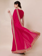 Sangria Embroidered Saree With Blouse - Distacart