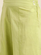 Sangria Women Green & White Embroidered Pure Cotton Asymmetric Kurta with Palazzos