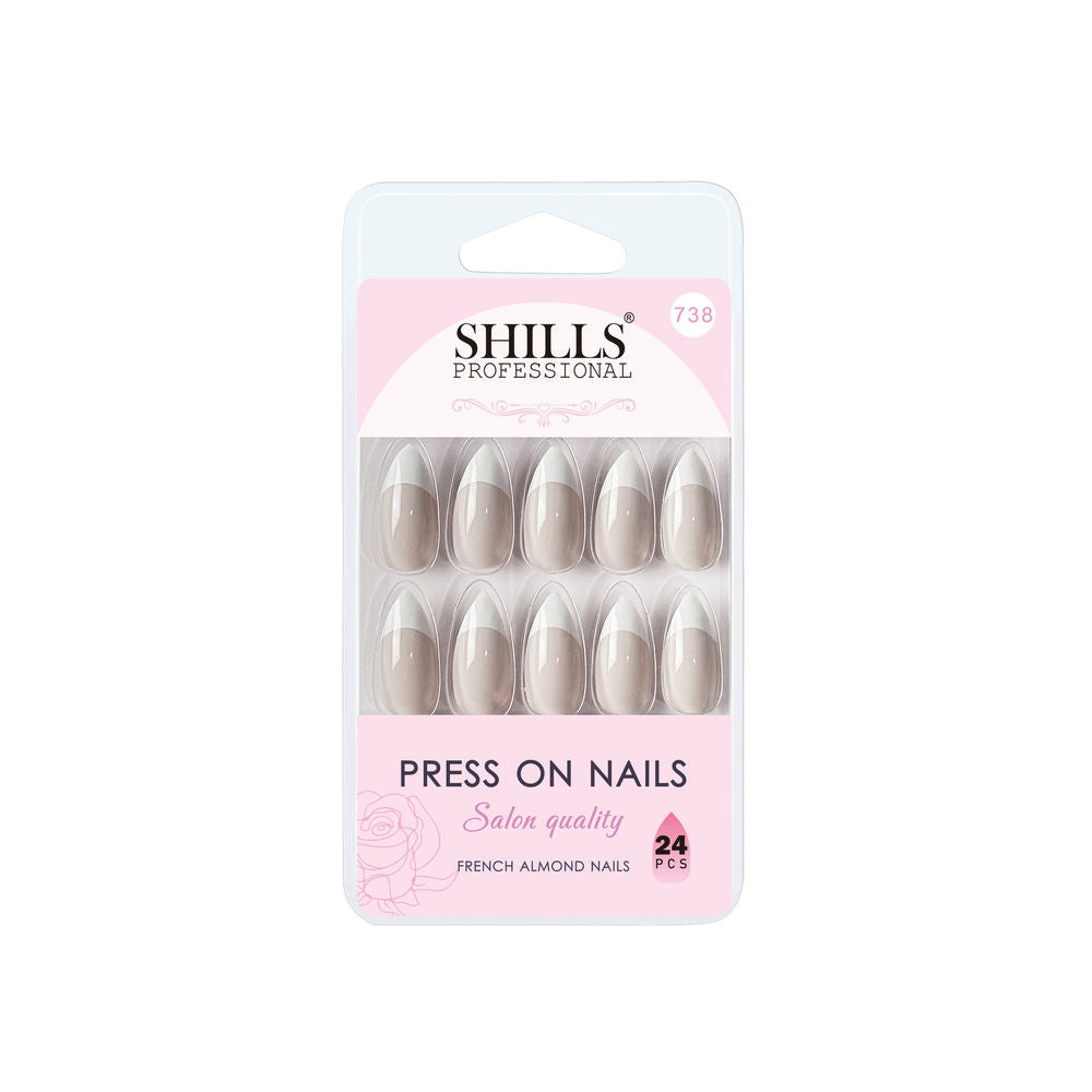 shills professional reusable press on nails french almond spn738