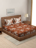 Rajasthan Decor Rust & Cream Printed Cotton 160 TC King Bedsheet with 2 Pillow Covers