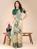 Shree Shyam Fashion Aura Silk Cream Green Banarasi Silk Saree