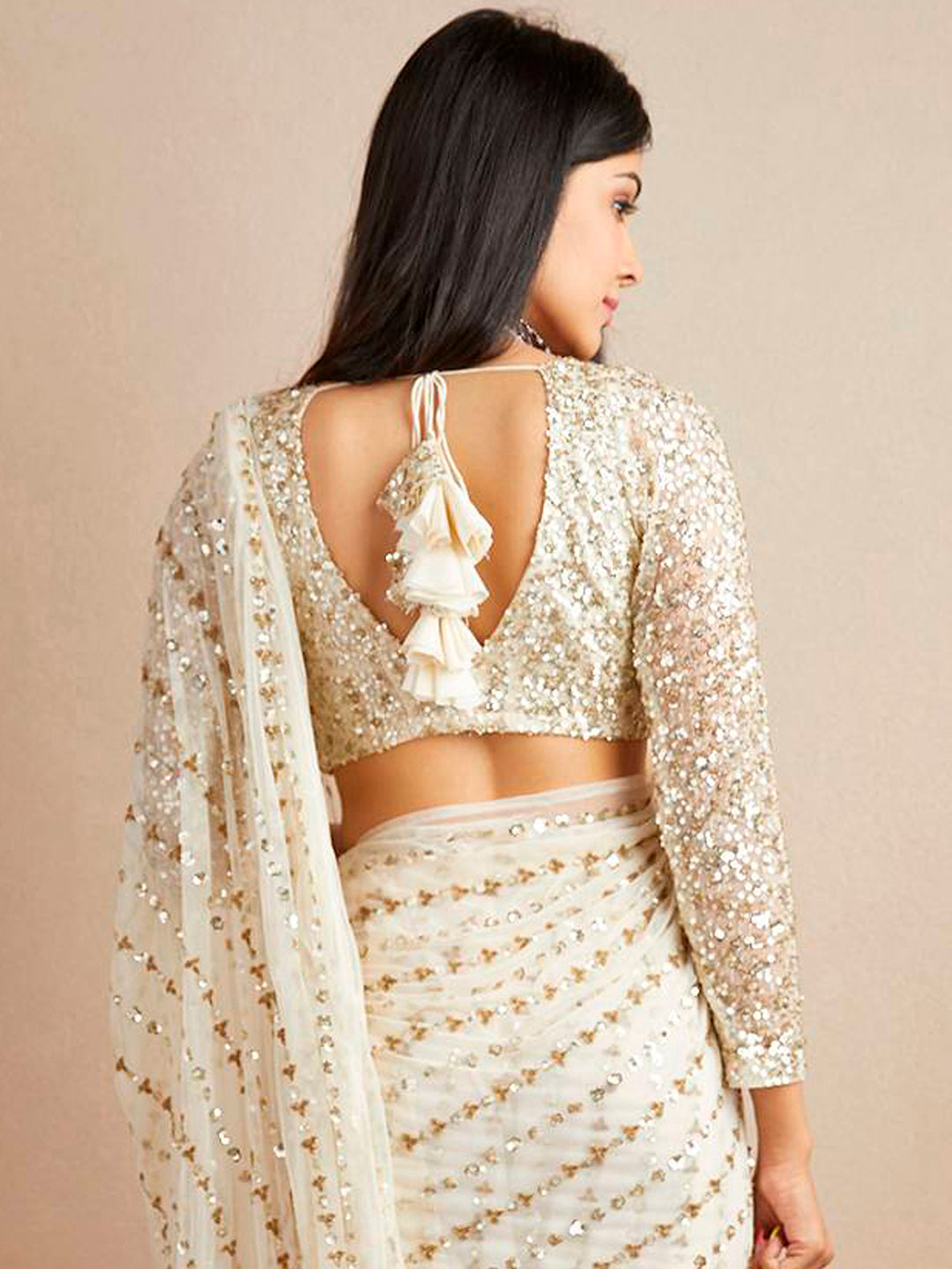 Sangria Georgette Ethnic Embellished Party Wear Saree