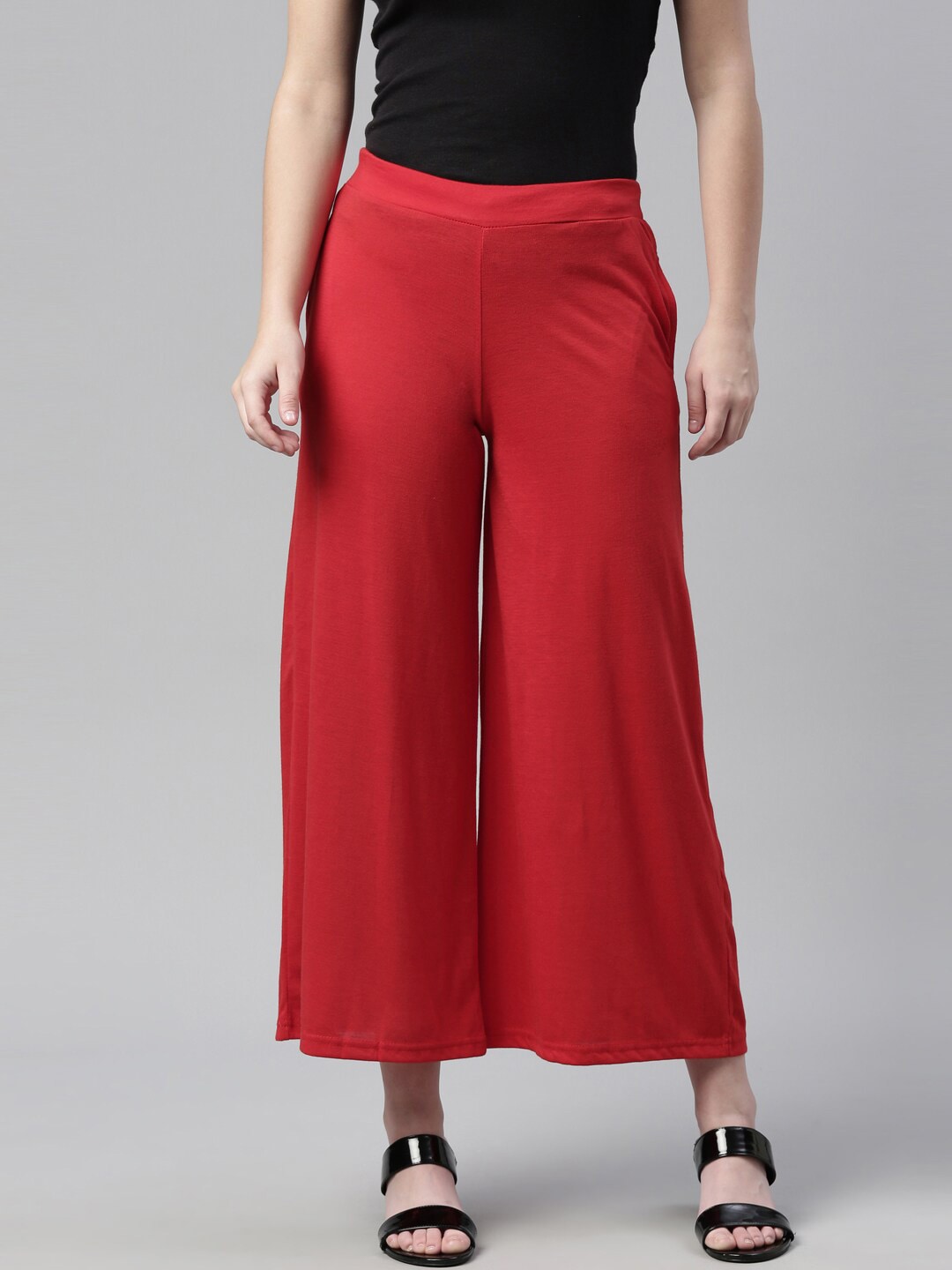 Souchii Red Knitted Ethnic Palazzos For Women - Distacart