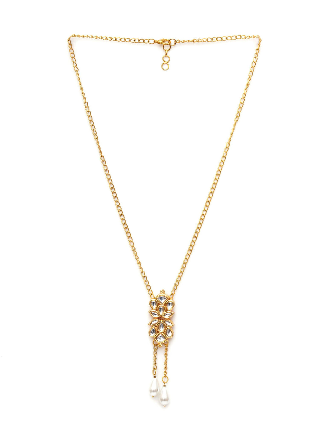 Long Kundan Neckpiece (Gold) - Ruby Raang