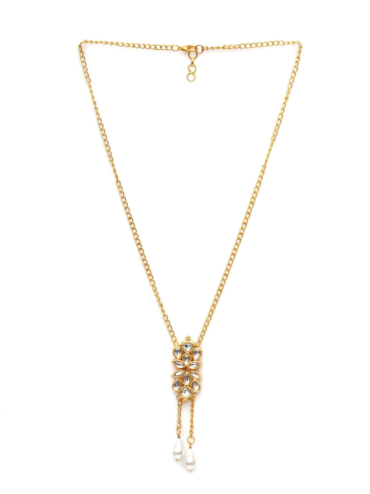Long Kundan Neckpiece (Gold) - Ruby Raang