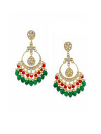 Shoshaa Green Contemporary Kundan Chandbalis Earrings - Distacart