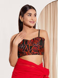 Joban Fashion Black Organza Padded Blouse With Sweetheart Neck Sleeveless - Distacart