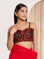 Joban Fashion Black Organza Padded Blouse With Sweetheart Neck Sleeveless - Distacart