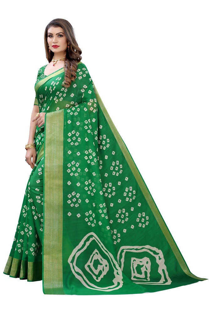 Vamika Green Linen Jari Border Saree