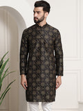 Sojanya Men Black & Brown Ethnic Motifs Printed Kurta
