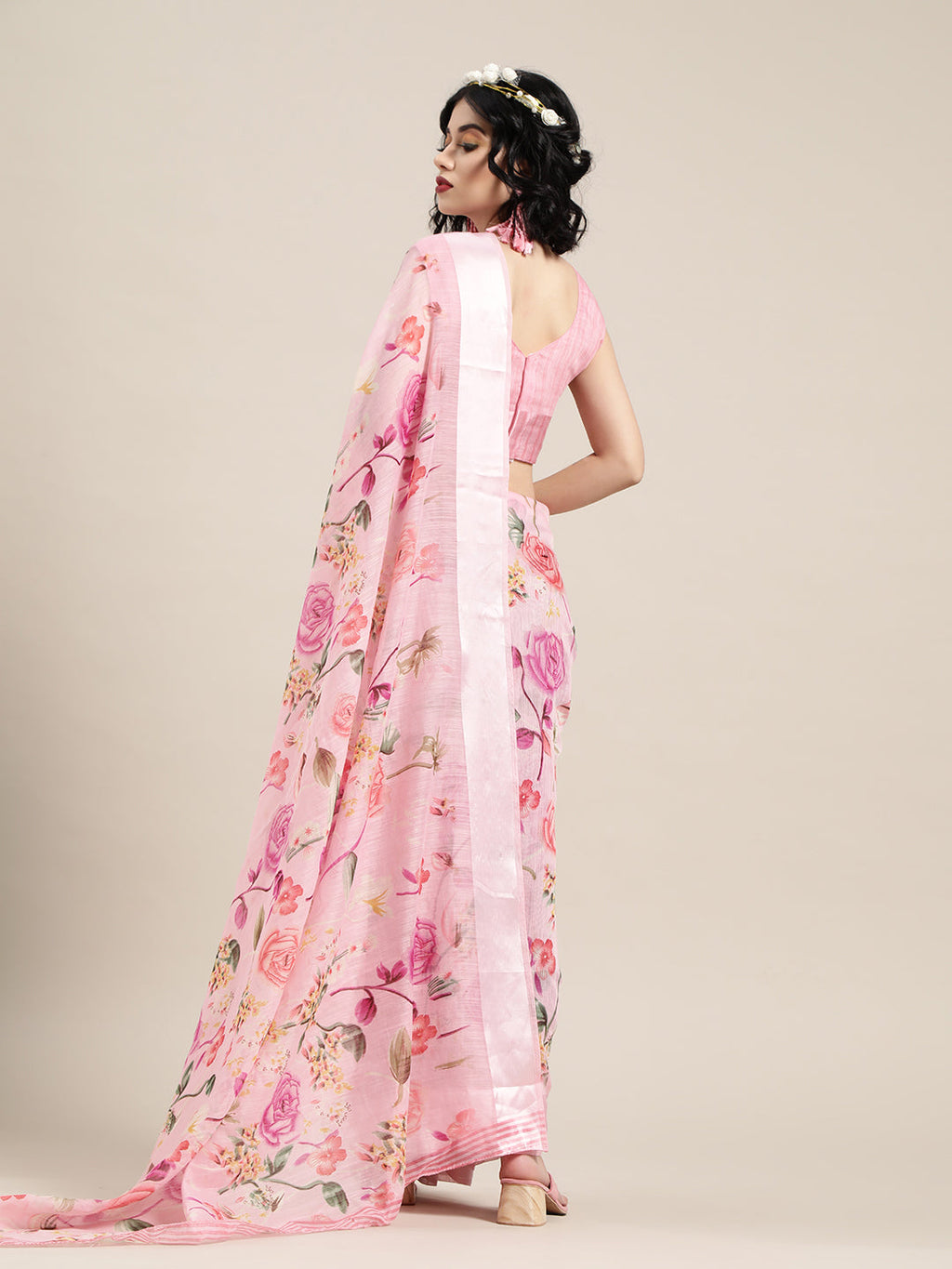 Saree Mall Pink Printed Saree - Distacart