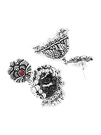 Yellow Chimes Silver-Plated Kolhapuri Peacock Design Jhumkas Earrings - Distacart