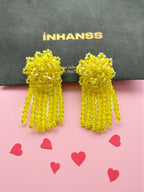 Inhanns Handmade Crystal Water Fall Earrings - Short - Lemon Yellow Small - Distacart
