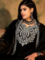 Indo Era Floral Yoke Design Regular Thread Work Kurta With Trousers & Dupatta - Distacart
