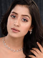 Saraf RS Jewellery Rose Gold-Plated White AD-Studded Jewellery Set - Distacart