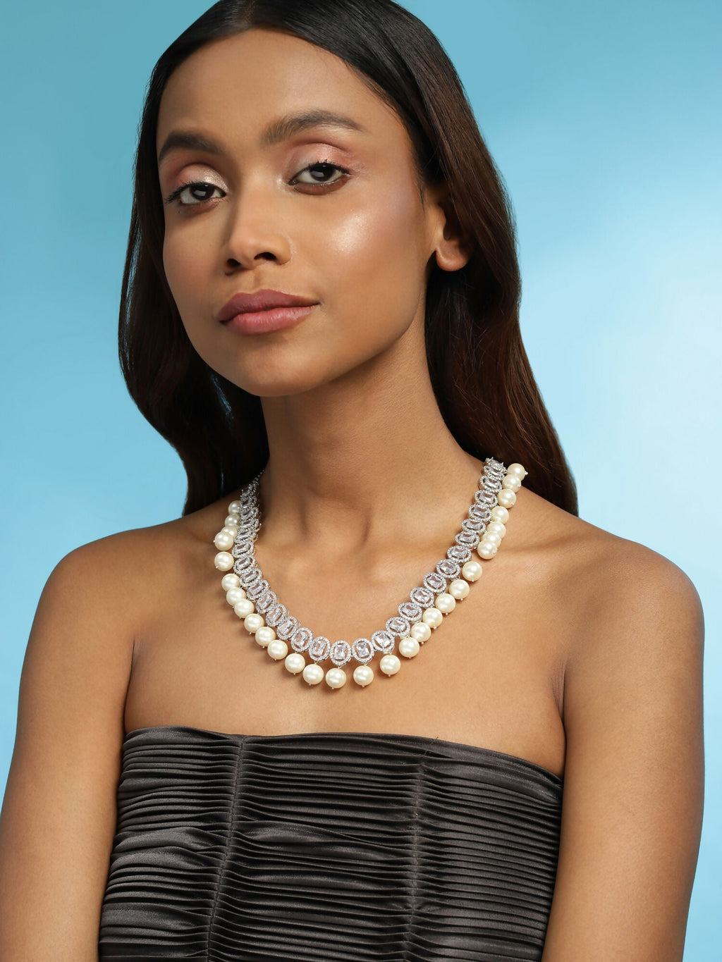 Zircon & Pearl Neckpiece- Ruby Raang
