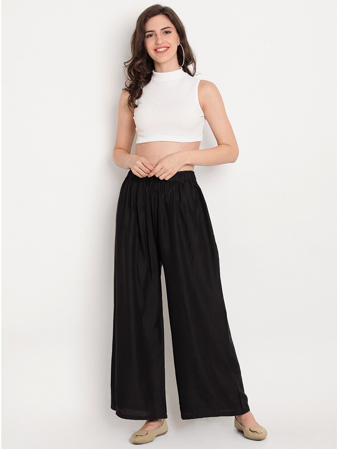 TAG 7 Women Black & Grey Set of 2 Flared Ethnic Palazzos