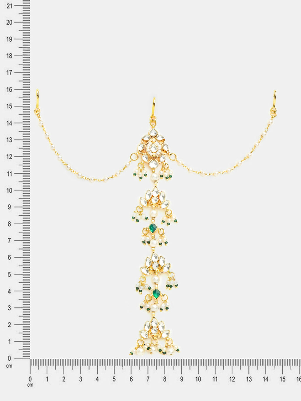 Ruby Raang Kundan And Pearl Hair Accessory