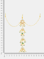 Ruby Raang Kundan And Pearl Hair Accessory