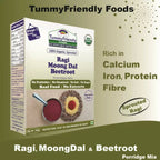 TummyFriendly Foods Organic Sprouted Ragi, Moong Dal, Beetroot Porridge Mix - Distacart