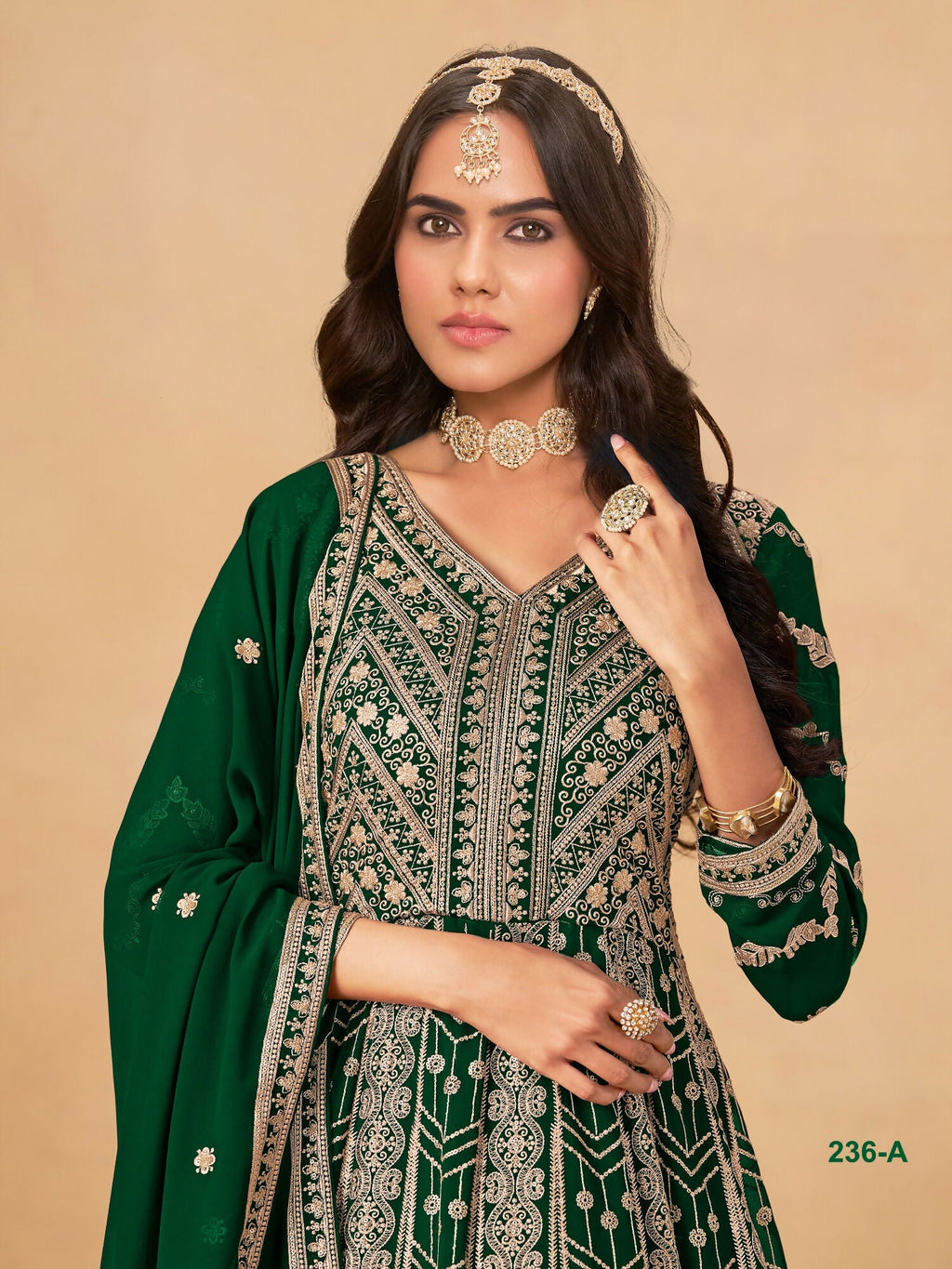 Anaita Green Faux Georgette Stitched Anarkali Suit with Heavy Embroidery Work - Distacart