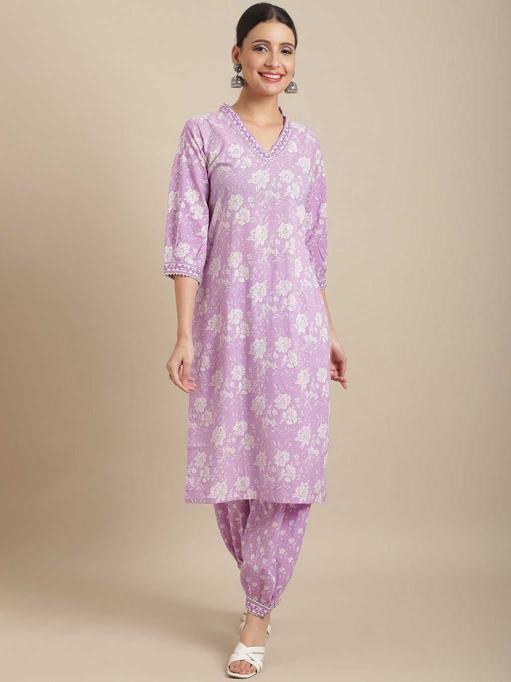 Sangria Women Floral Printed Pure Cotton Kurta with Salwar